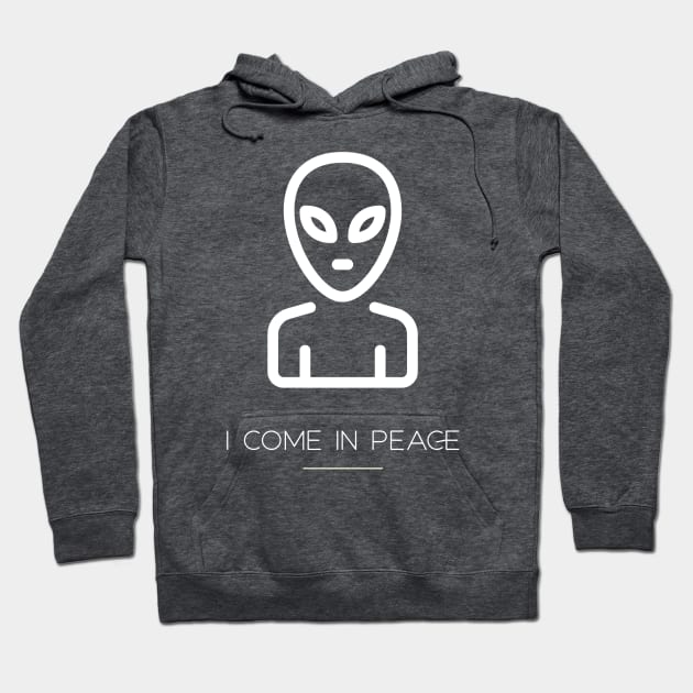 Area 51 Alien Drawing I Come In Peace Artwork Hoodie by New East 